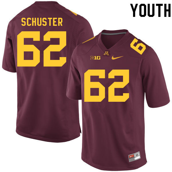 Youth #62 Jacob Schuster Minnesota Golden Gophers College Football Jerseys Sale-Maroon